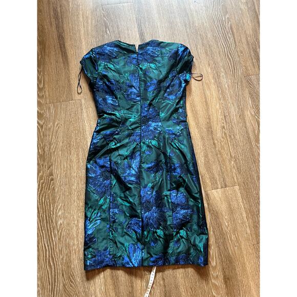 Peruvian Connection Emerald Green Blue Floral Dress US 8 - Picture 9 of 11